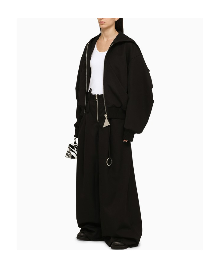 Attico Large Outline Wool Trousers In Black