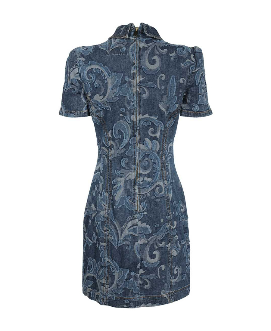 Versace Jeans Logo Denim Dress In Blue