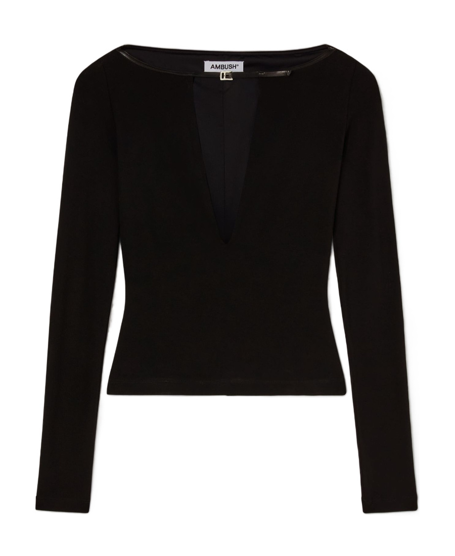 Shop Ambush V-neck Jersey Top In Black