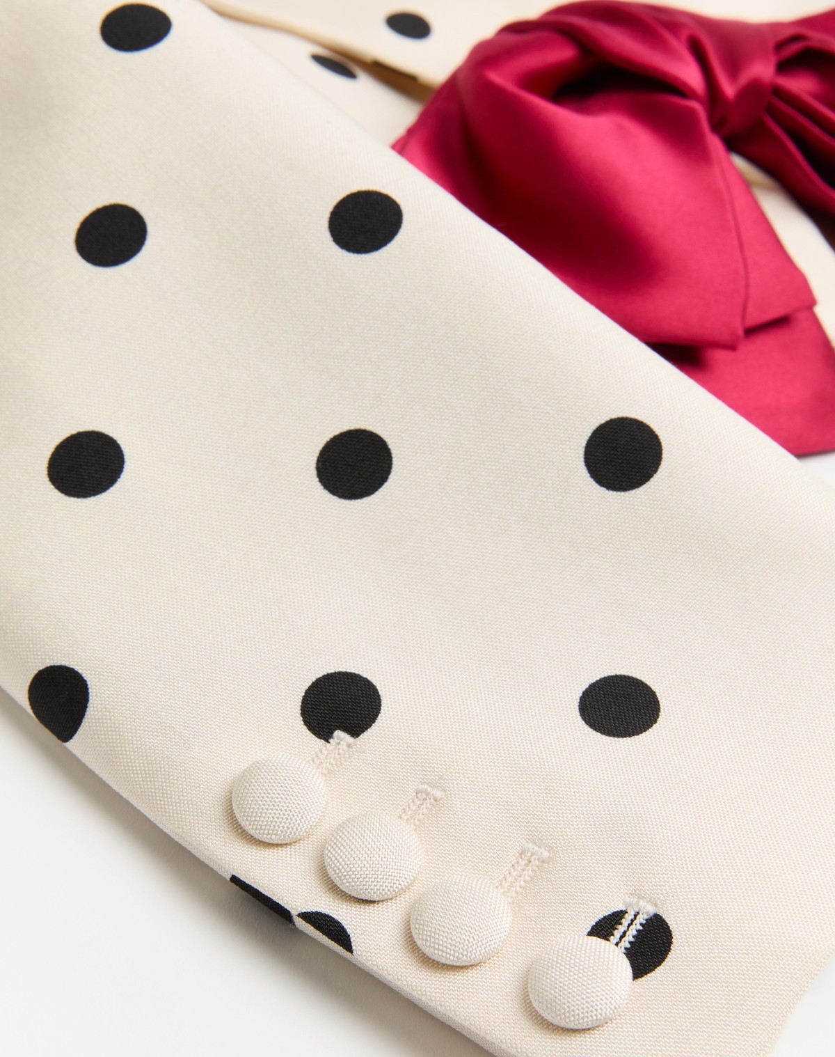 Valentino Bow-embellished Polka-dot Silk-shantung Jacket In White