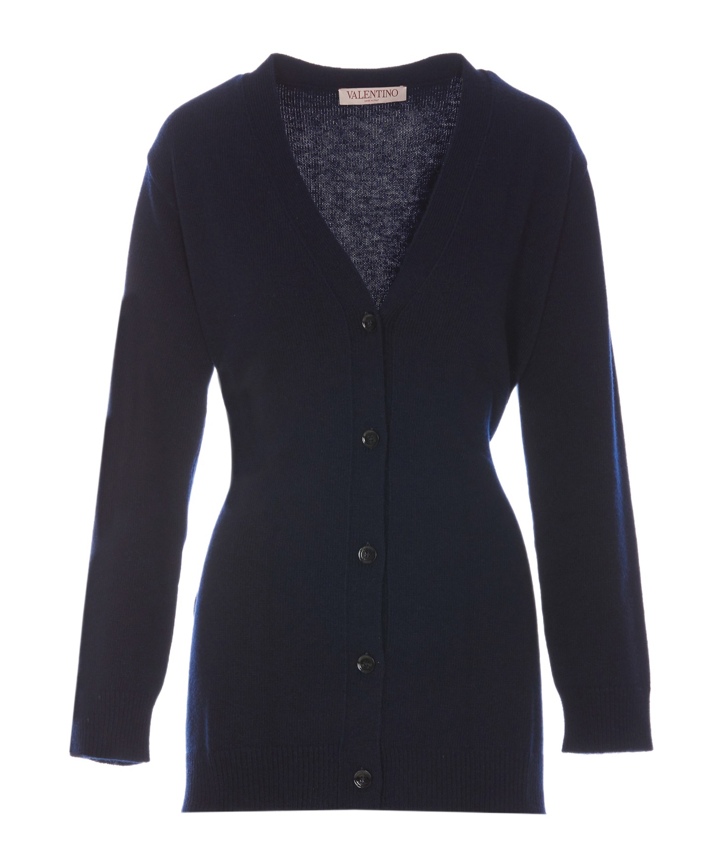 Valentino Knitwear With Belted Waist And V-neck In Black