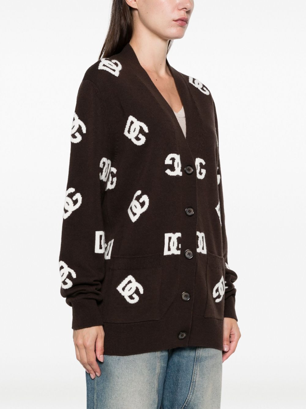 Dolce & Gabbana Dg Monogram Cardigan In Black