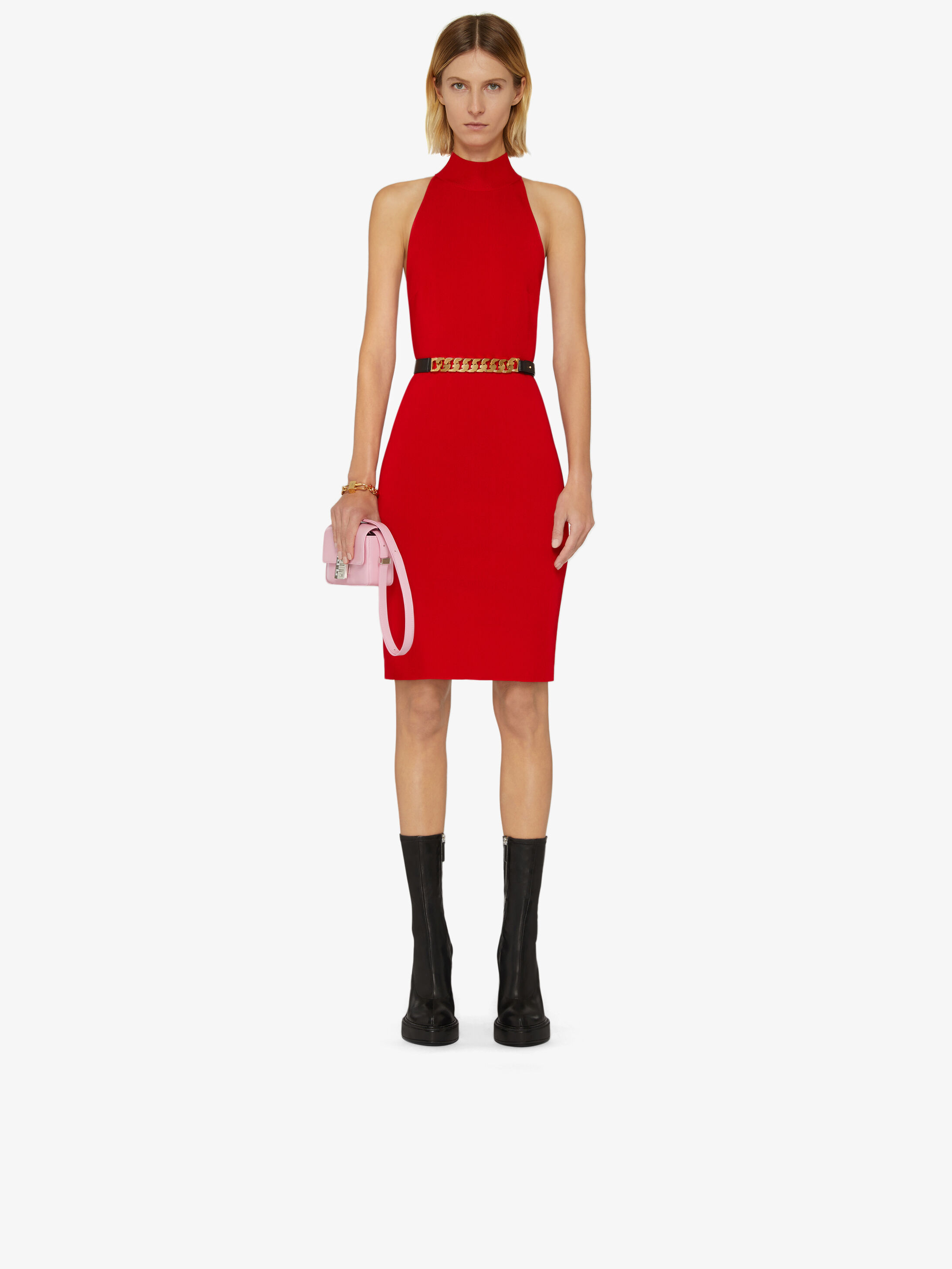 Givenchy Knitted Sleeveless Dress In Red