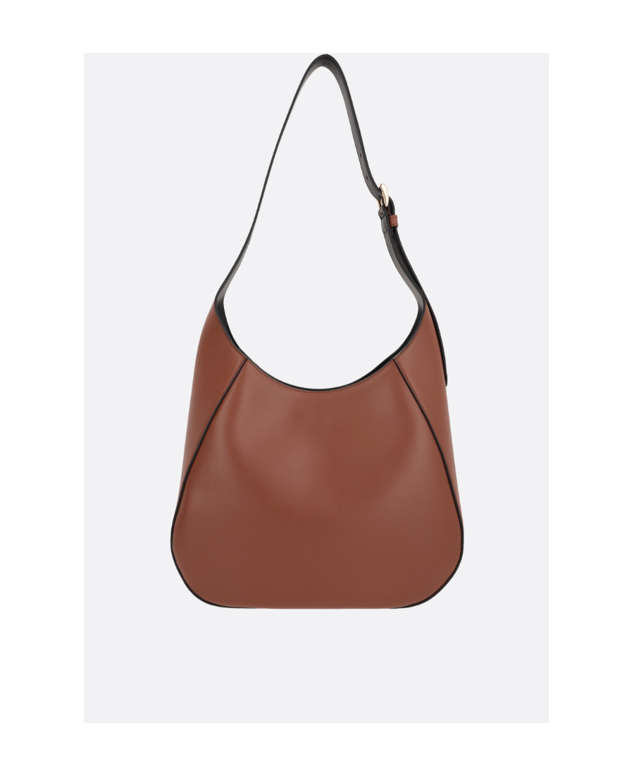 Prada Triangle-logo Leather Shoulder Bag In Brown