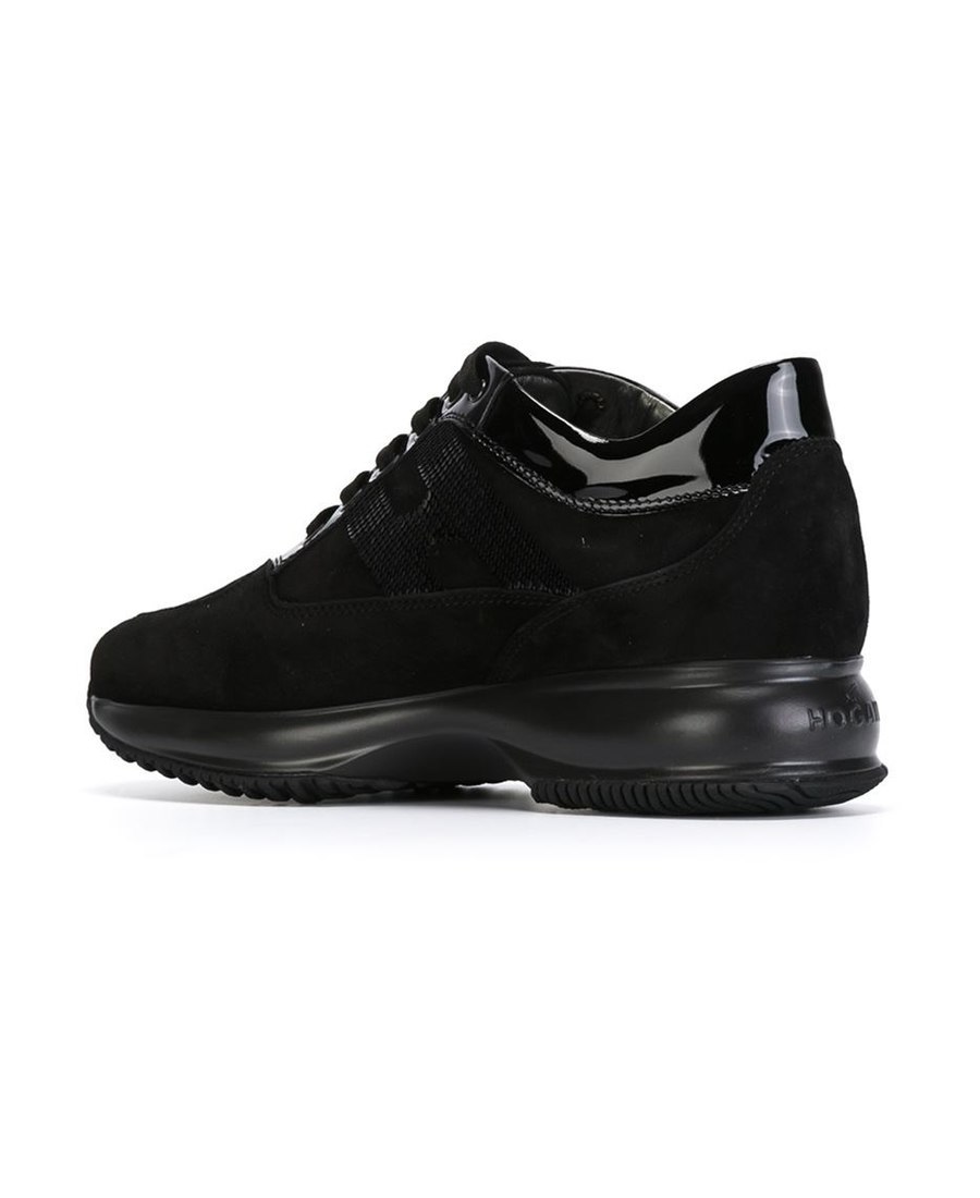 Hogan Interactive Sneakers With Toggled Tongue And Side H Logo In Black