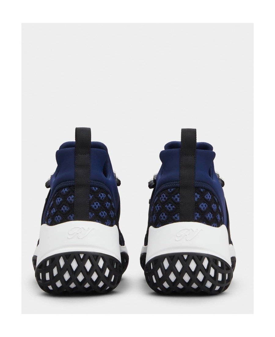 Roger Vivier Roger Viv Mesh Crystal Embellished Slip On Sneakers In Black Nylon In Black