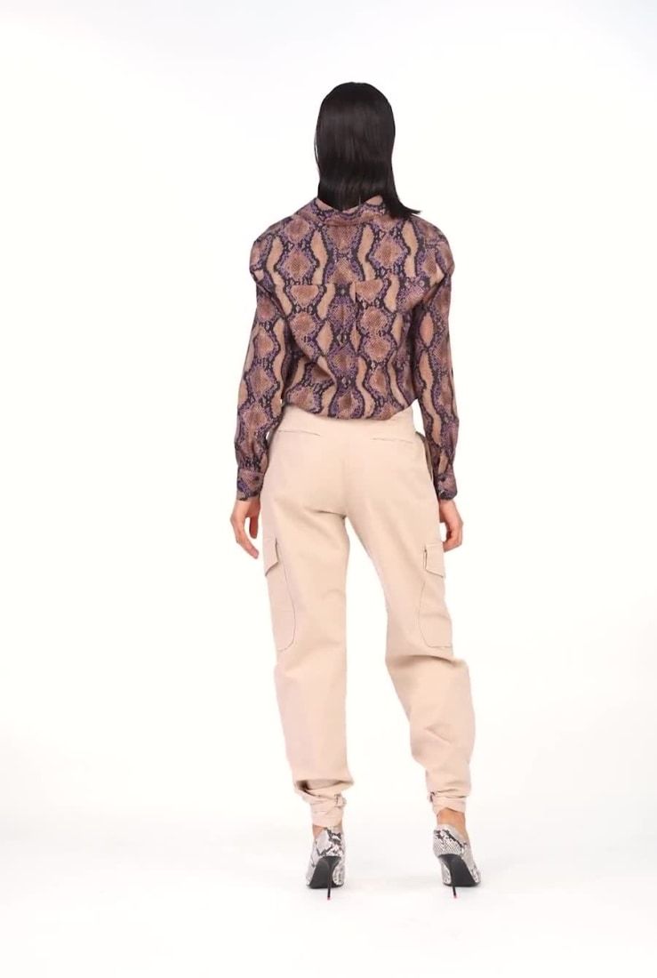 Pinko Wide-leg Cargo Trousers In Nude