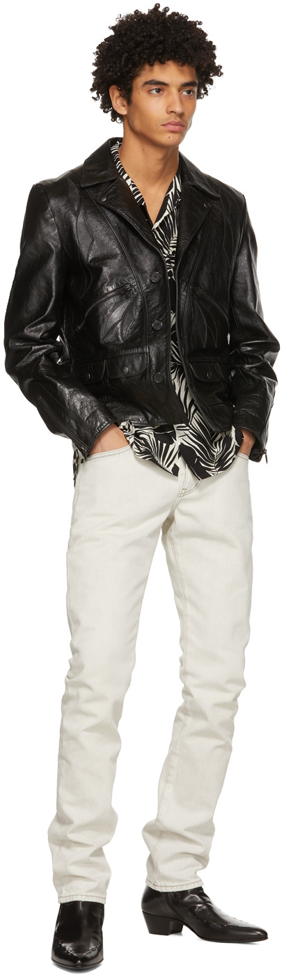 Saint Laurent Black Application Casual Jacket In Black