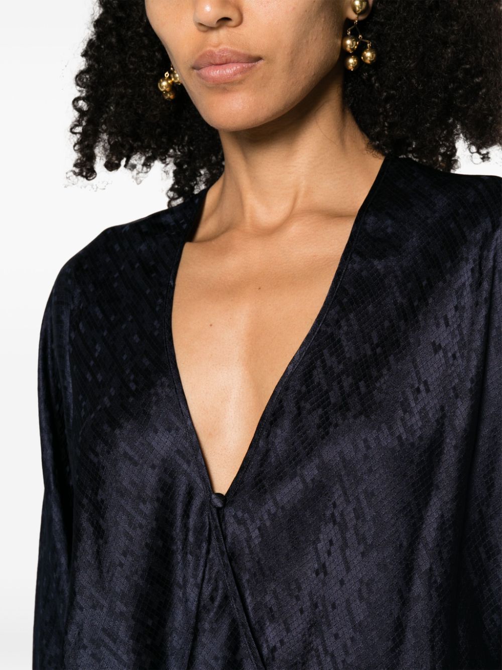 Shop Forte Forte Long-sleeved V-neck Blouse In Black