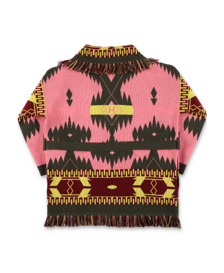 Shop Alanui Icon Jacquard Cashmere Cardigan In Multicolor