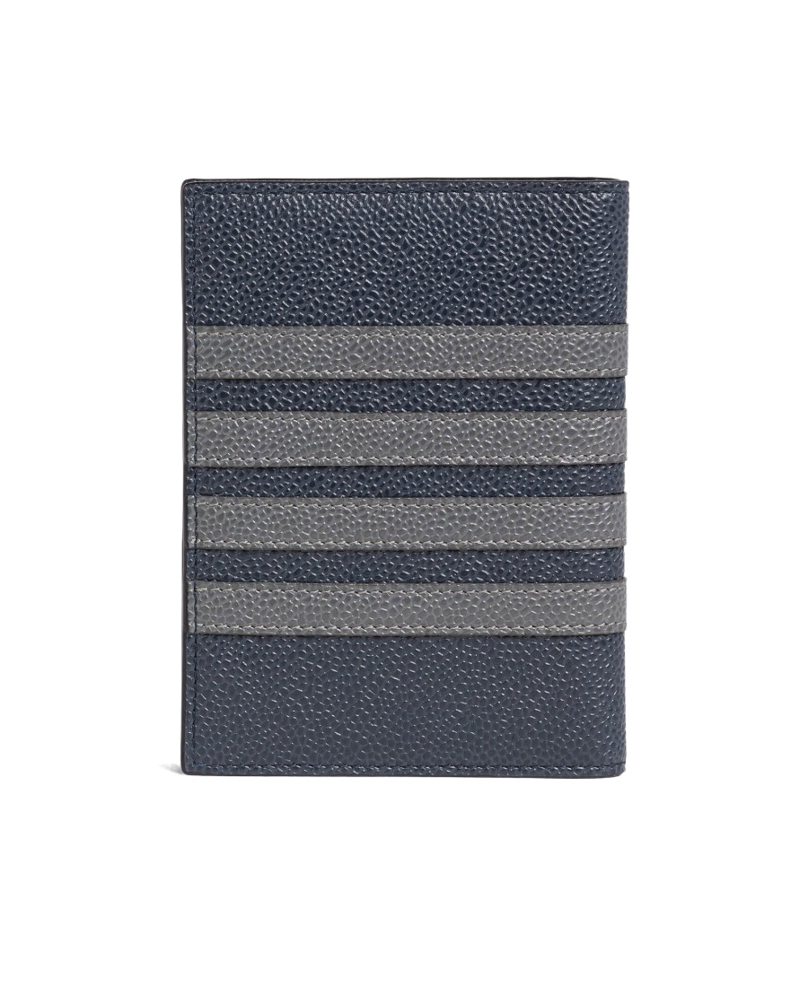 Thom Browne 4-bar Leather Passport Holder In Black