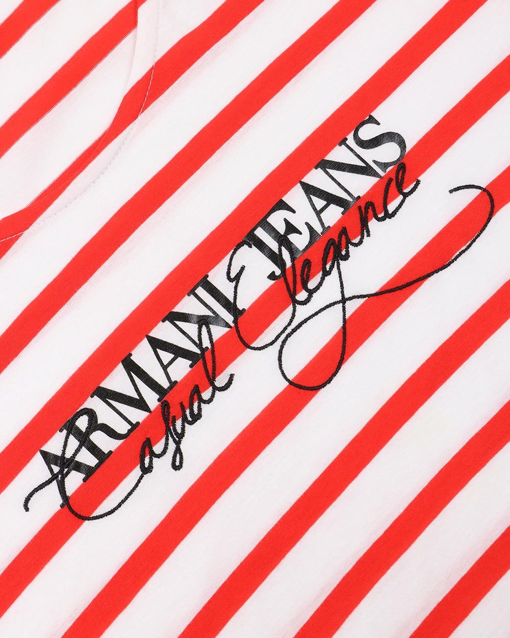 Shop Armani Jeans Round Neck Striped T-shirt In White