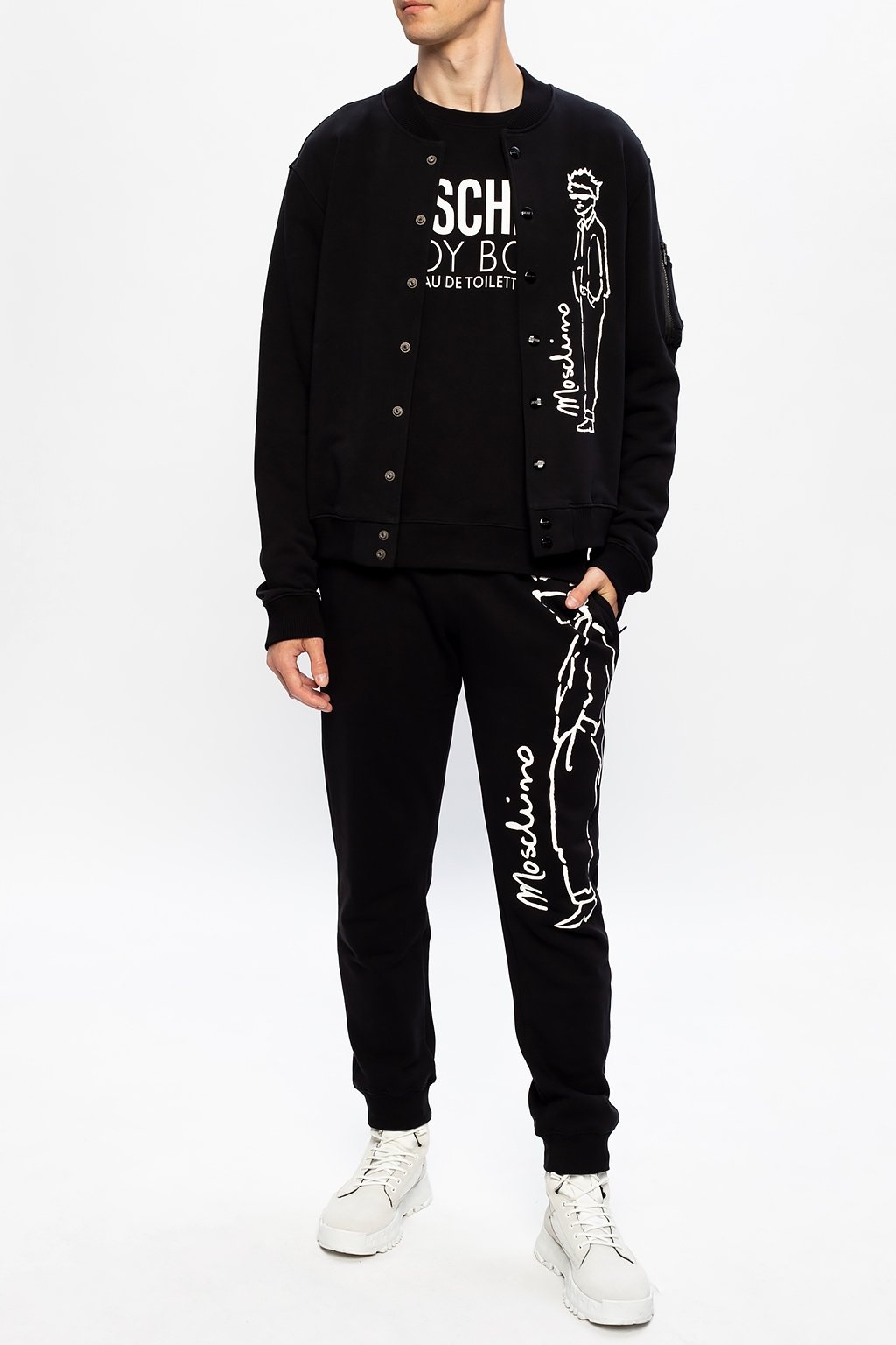 Moschino Crystal Logo Sweatshirt In Black In Black