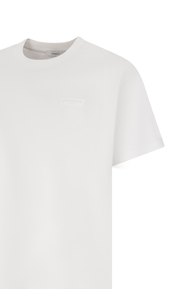 Givenchy Men White Crew Neck T-shirt With Logo On Front And Back In Cotton Man In White