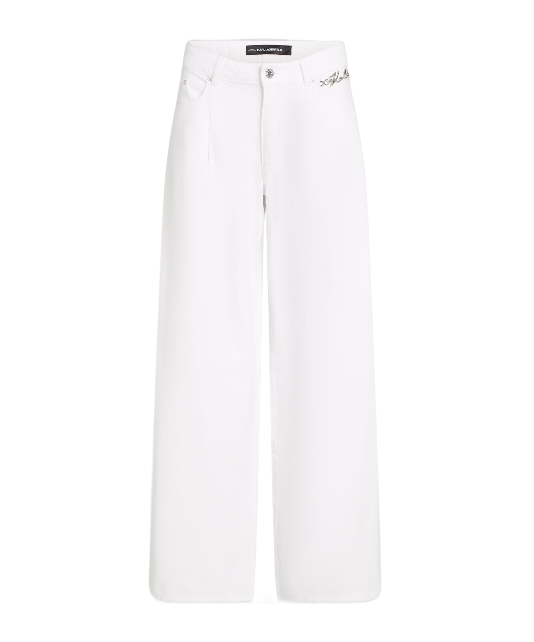 Shop Karl Lagerfeld Mid-rise Wide-leg Jeans In White