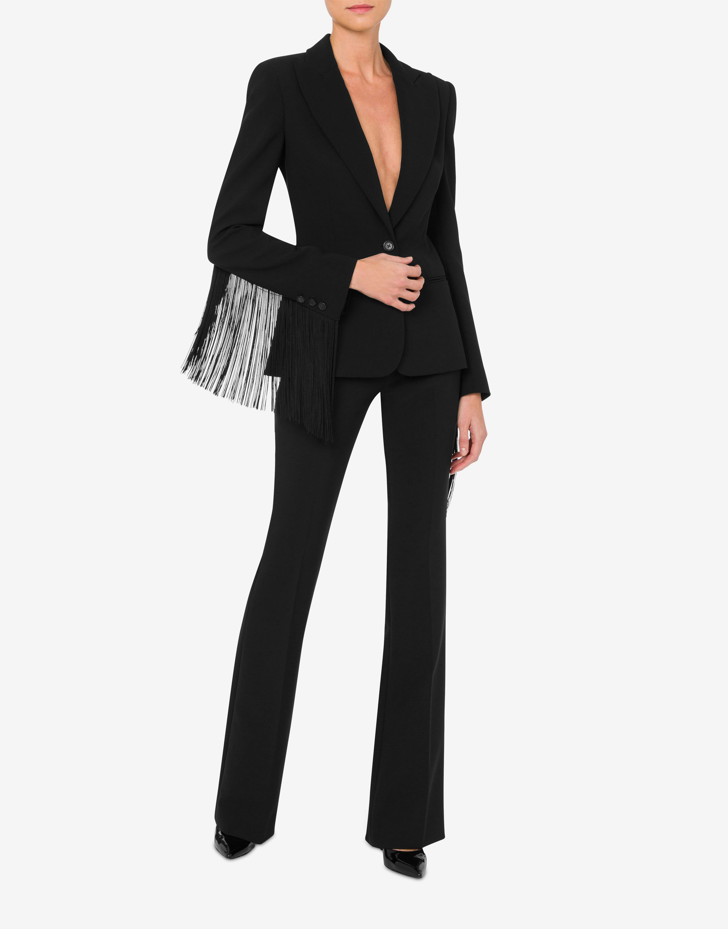 Moschino Fringed Single-breasted Blazer In Black