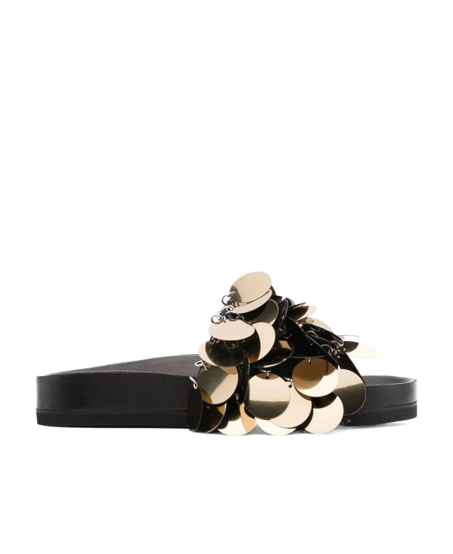 Rabanne Sequin-embellished Slides In Black
