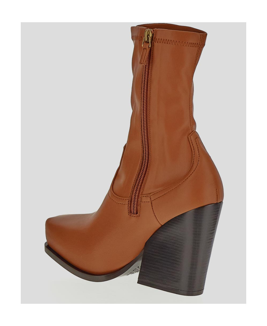 Stella Mccartney Cowboy Zipped Stretched Ankle Boots In Brown