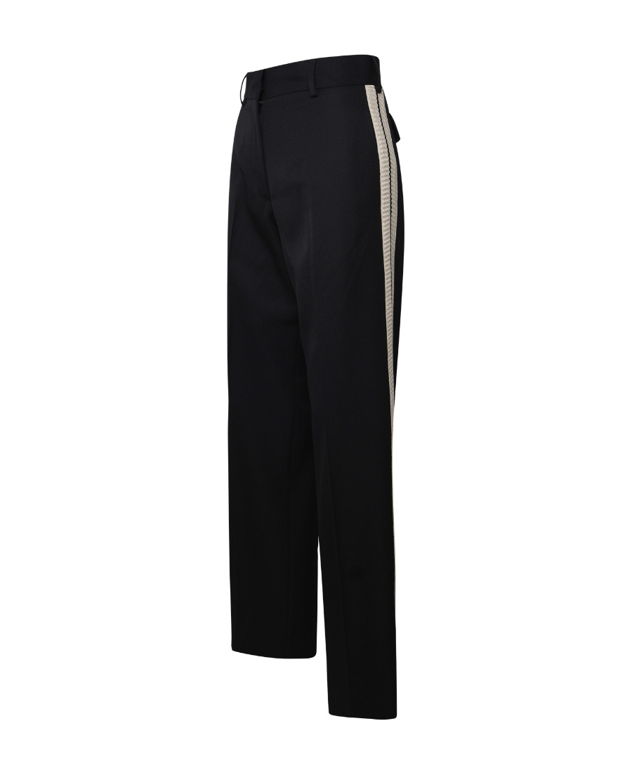 Palm Angels Knit-tape Straight Trousers In Black