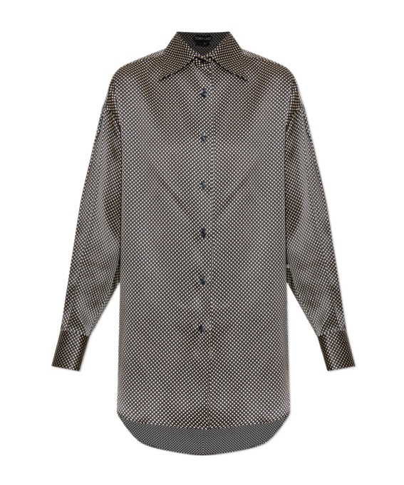 Tom Ford Camicia In Seta A Pois Dal Fit Rilassato In Gray