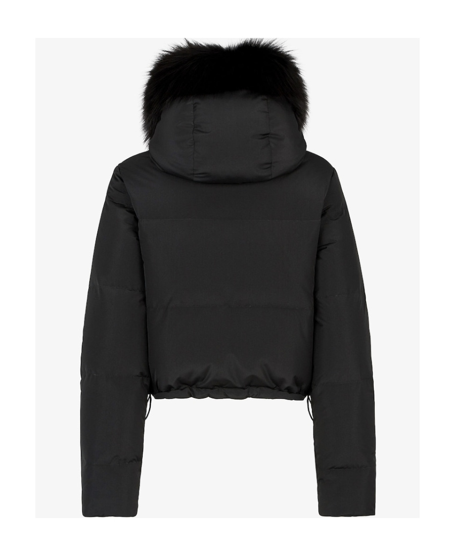 Fendi Wear Woolen Collar Cotton-padded Clothes On Both Sides In Black