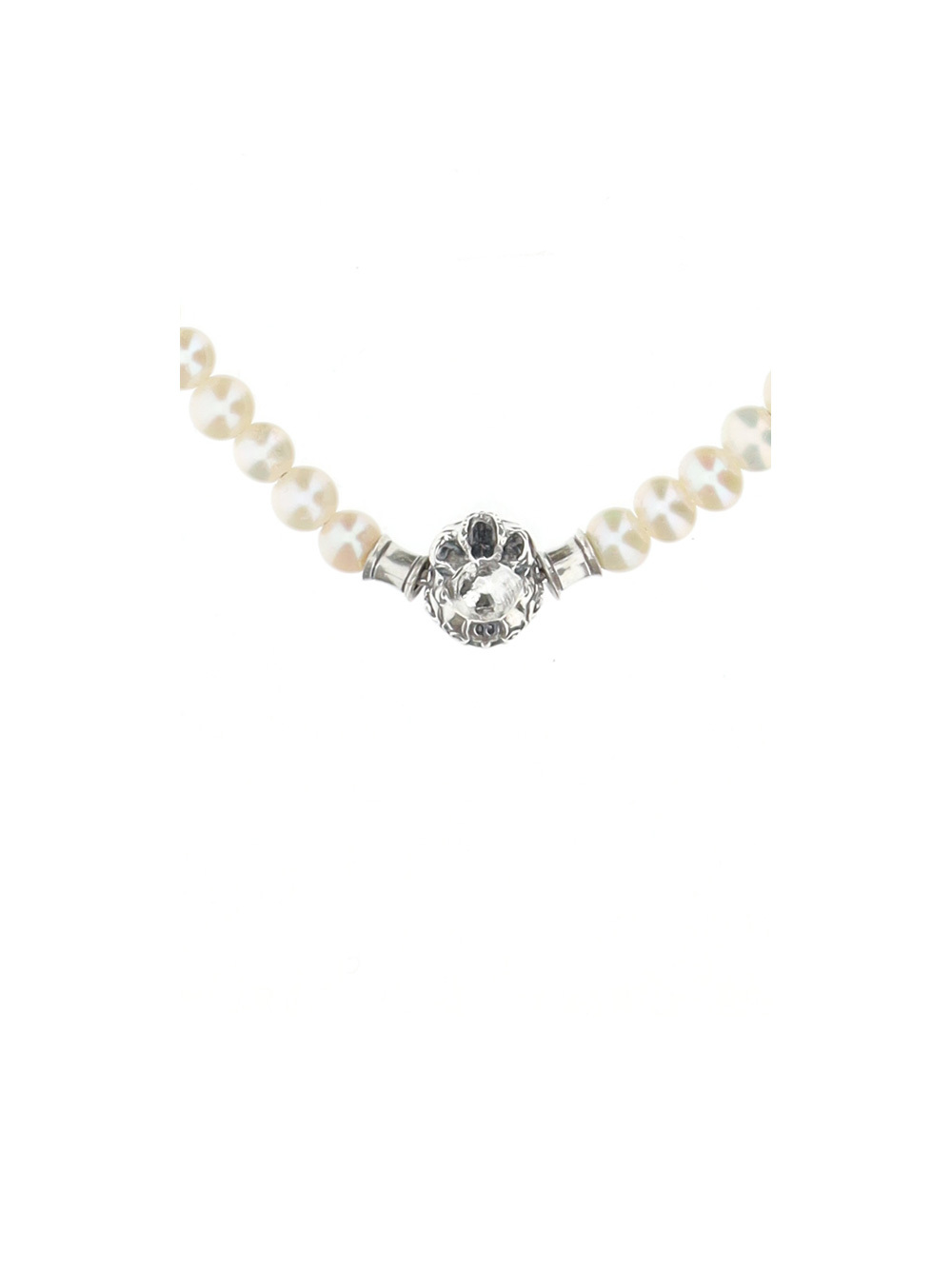 Emanuele Bicocchi Skull Pearl Necklace In White