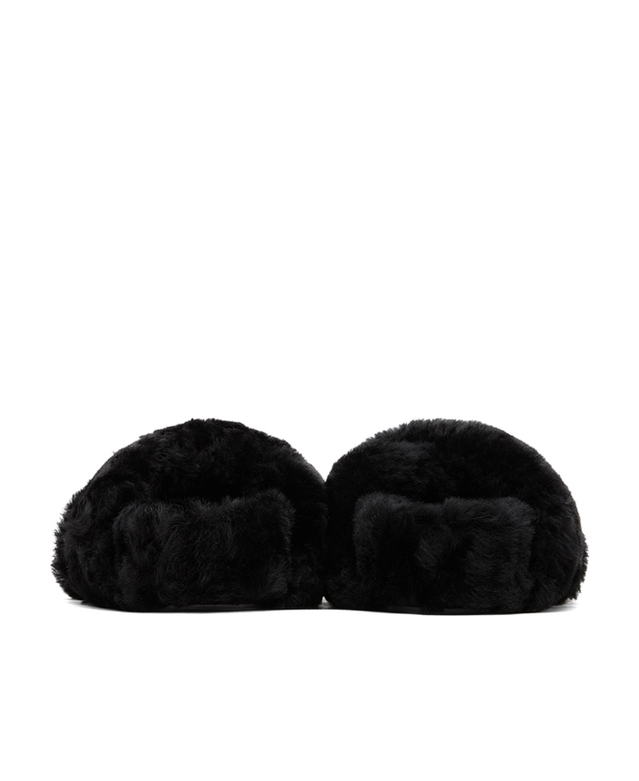 Shop Jil Sander Shearling Crossover Slides In Black
