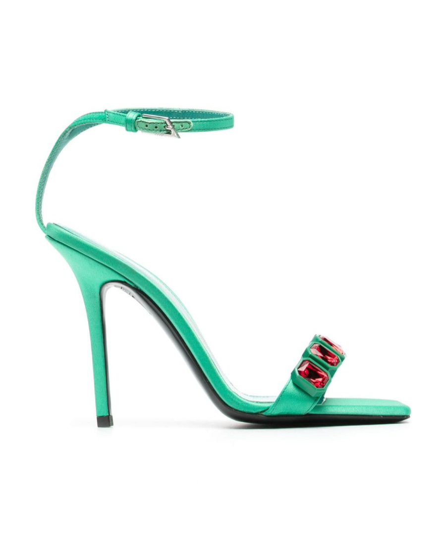 Attico Logo High-heeled Sandals In Green