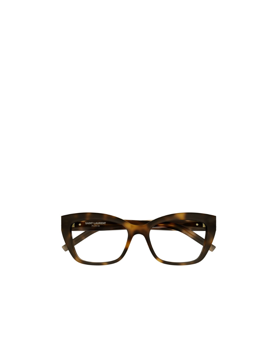 Saint Laurent Logo-engraved Tortoise Cat-eye Glasses In Black