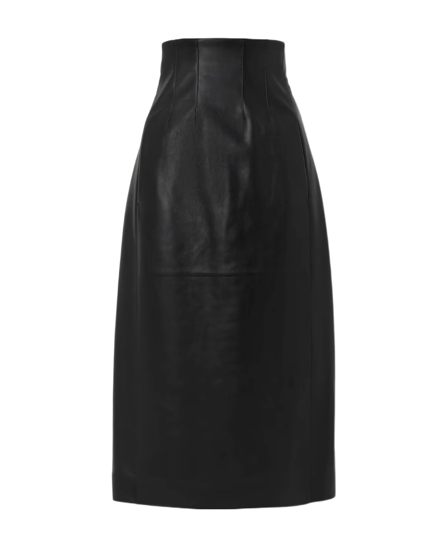 CHLOÉ HIGH-WAISTED LEATHER MIDI SKIRT
