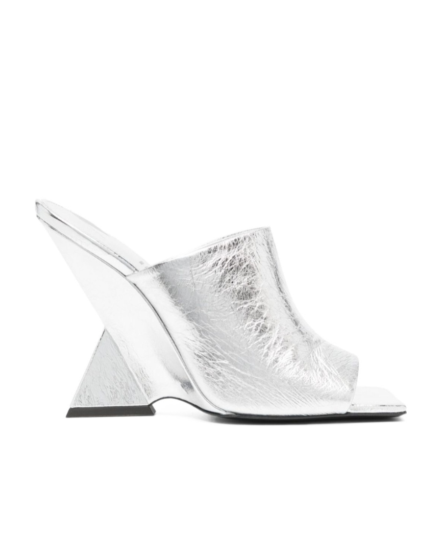 Attico Cheope 105mm Laminated Leather Mules In White