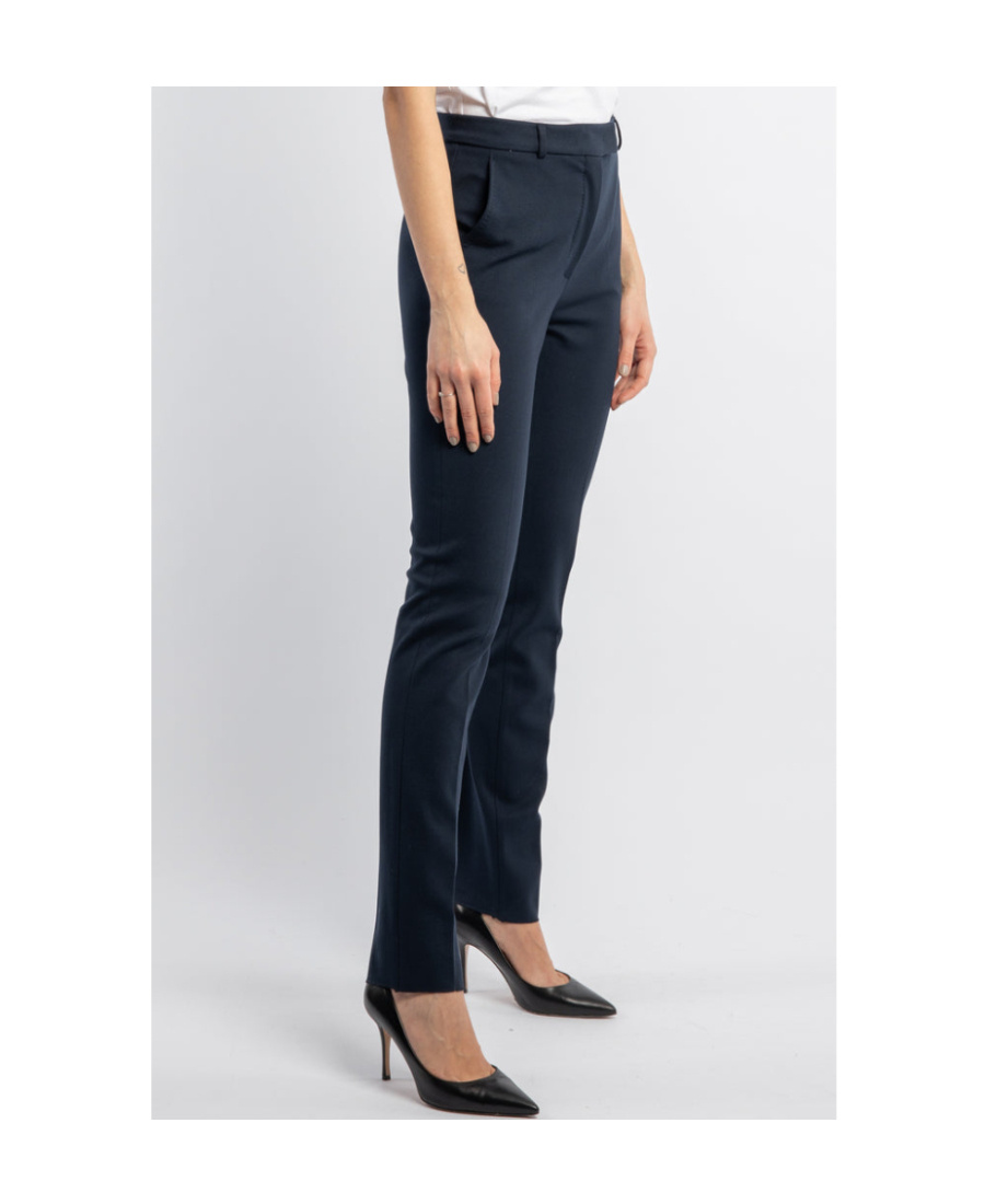 Max Mara Plain Knitted Cigarette Pipe Trousers In Black