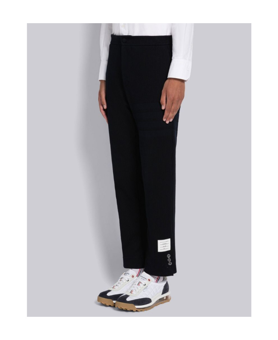 Thom Browne Cropped Pinstripe Trousers In Black