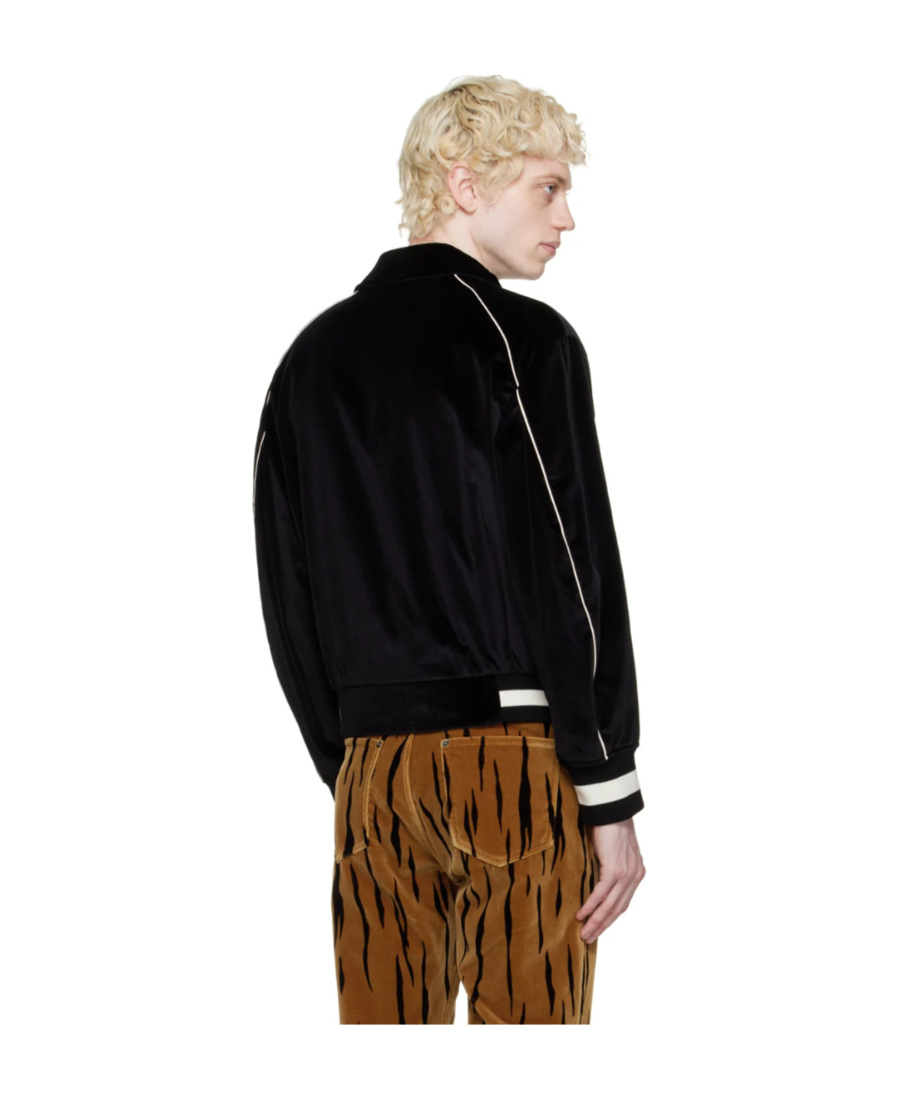 Bally Black Embroidered Bomber Jacket In Black