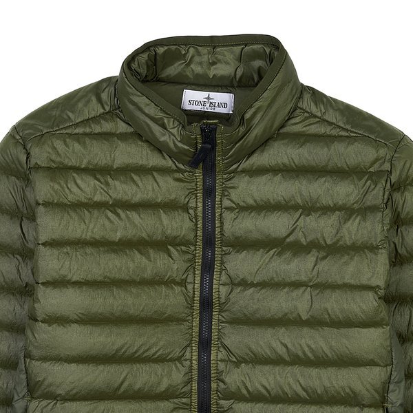 Stone Island High-collar Long-sleeved Down Jacket In Military Green