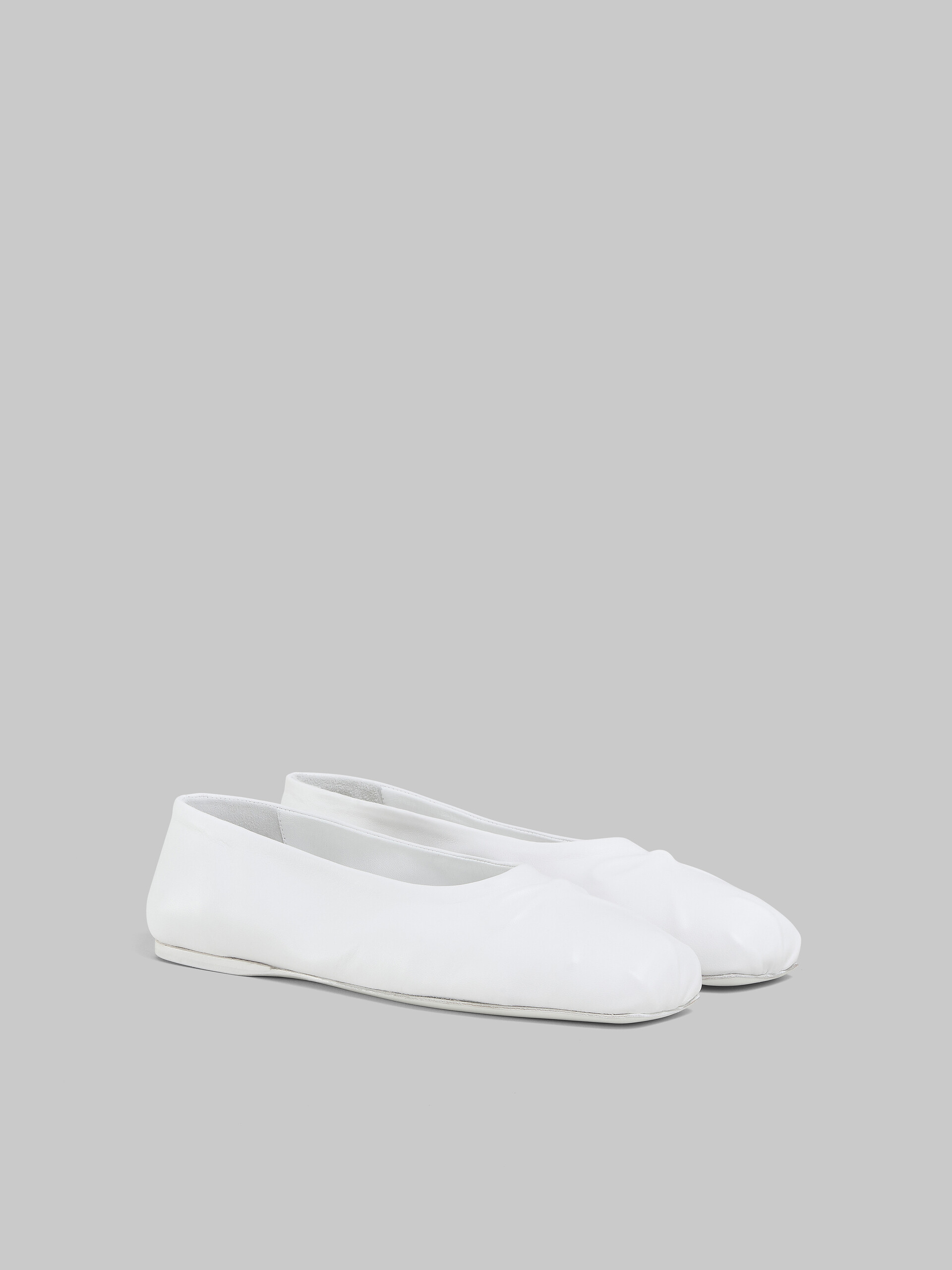 Marni White Nappa Leather Seamless Little Bow Ballet Flat In White