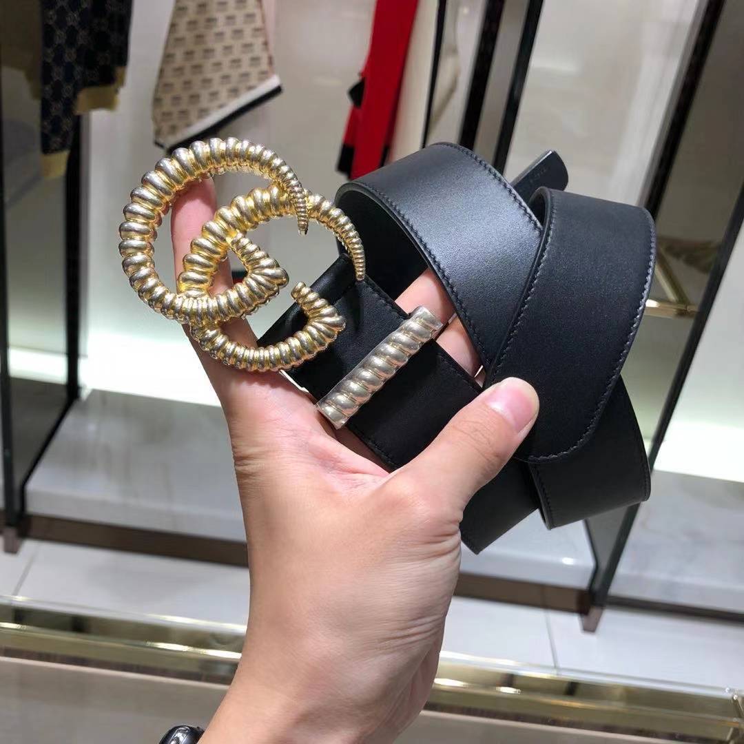 Gucci Leather Belt With Torchon Double G Buckle In Black