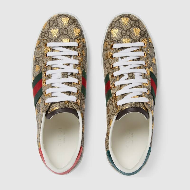 Shop Gucci Ace Gg Supreme Sneaker With Bees In Multicolor