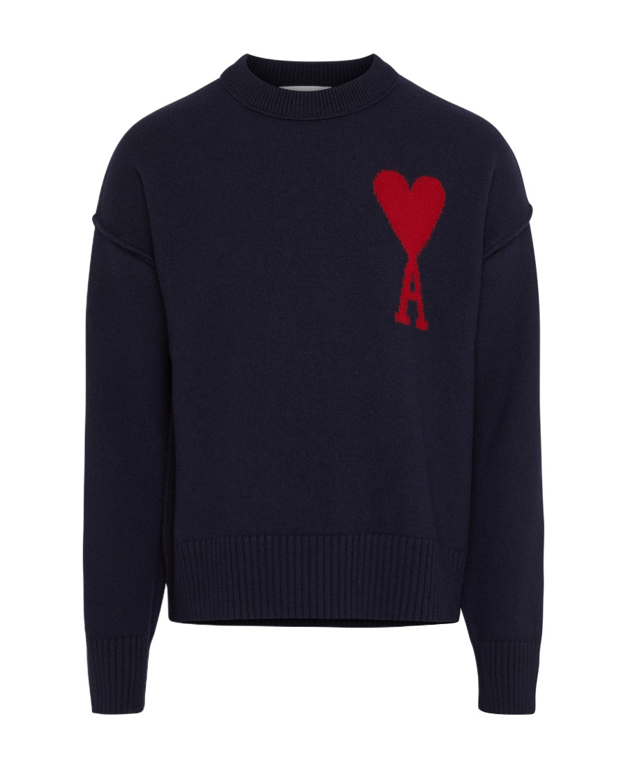 Ami Alexandre Mattiussi Ami Big Heart Roll Neck Knit