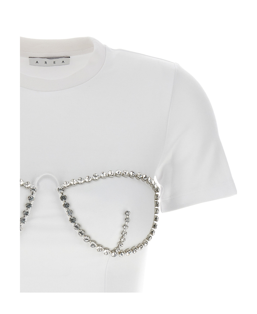 Shop Area Crystal-embellished Cropped T-shirt In White