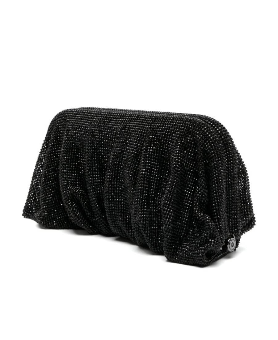 Benedetta Bruzziches Elegant Large Black Rhinestone Evening Bag For Ceremony In Black