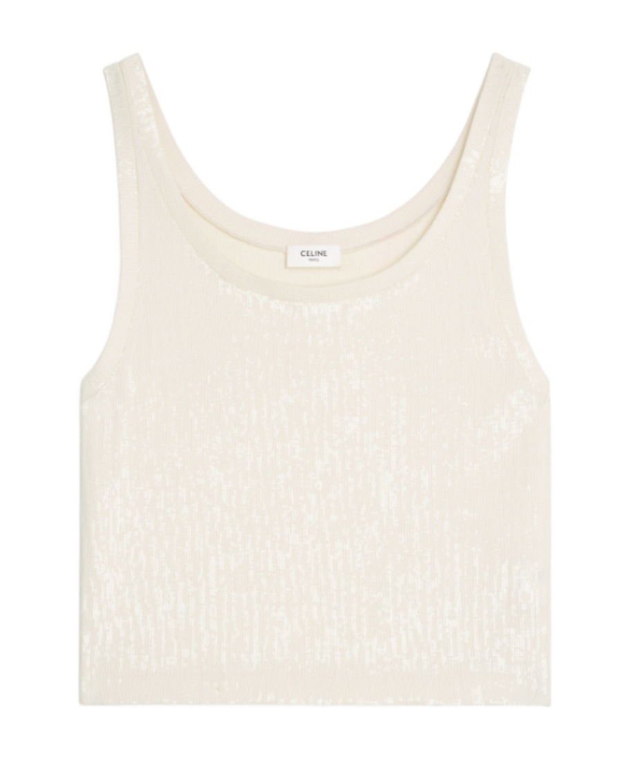 Celine Plain Knitted Embroidered Vest In Nude