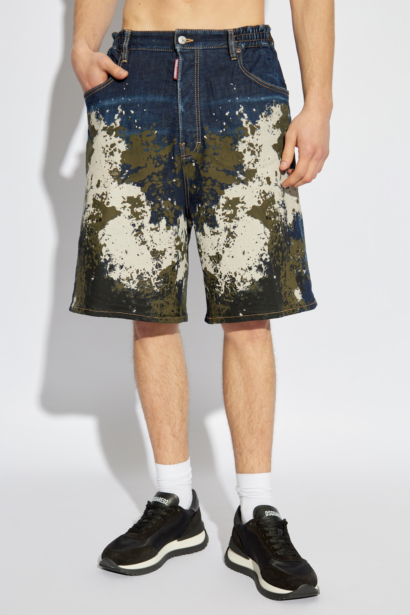 Dsquared2 Stretch-cotton Denim Shorts In White