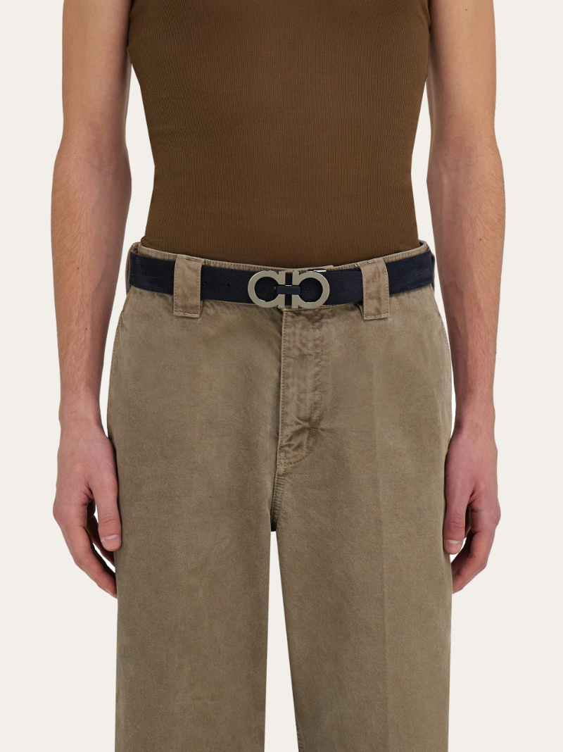 Ferragamo Adjustable Gancini Belt In Black