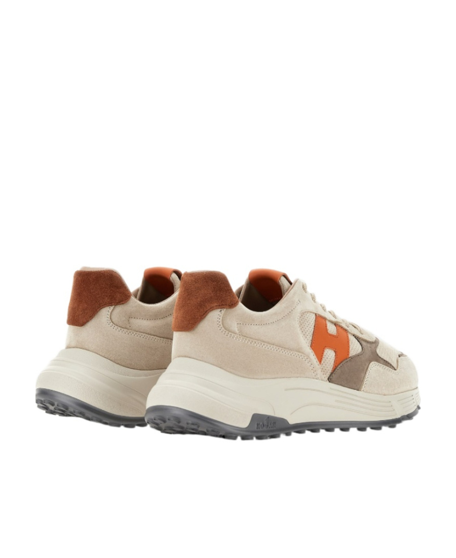 Hogan Hyperlight Lace-up Panelled Sneakers In Nude