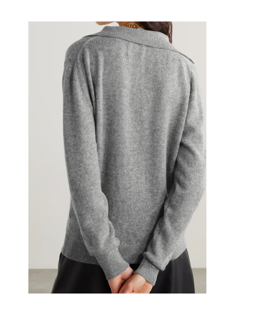 Khaite Jo Cashmere Polo Jumper In Gray