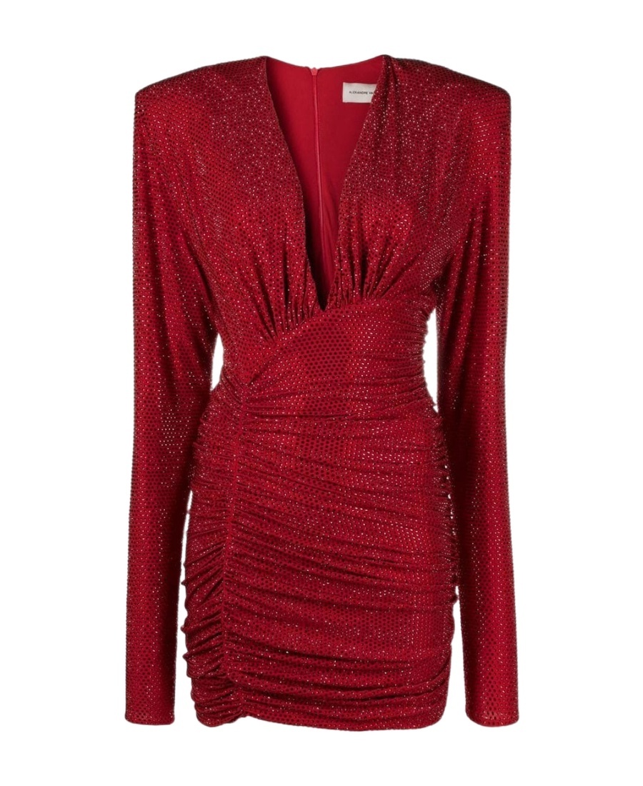 Alexandre Vauthier Crystal Trimmed Mini Dress In Red
