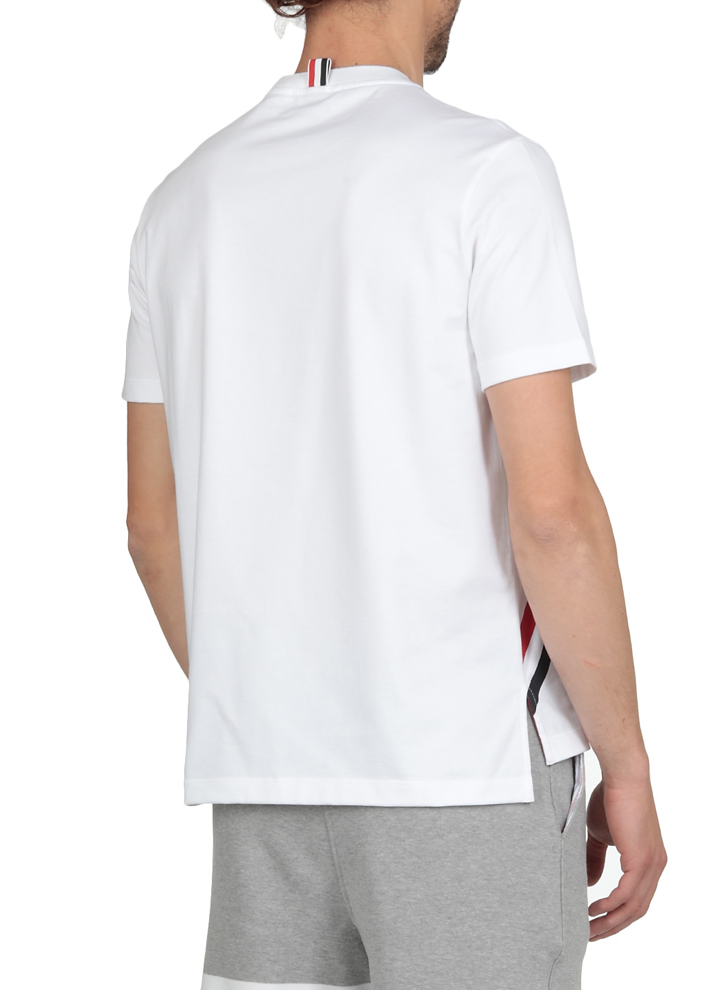 Thom Browne Printed Rwb Stripe Cotton Jersey T-shirt In White