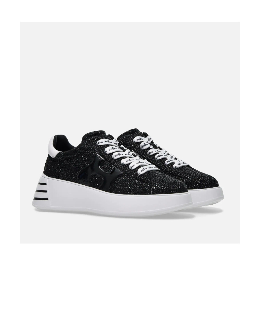 Hogan Woman Sneakers Black Size 8 Leather In Black