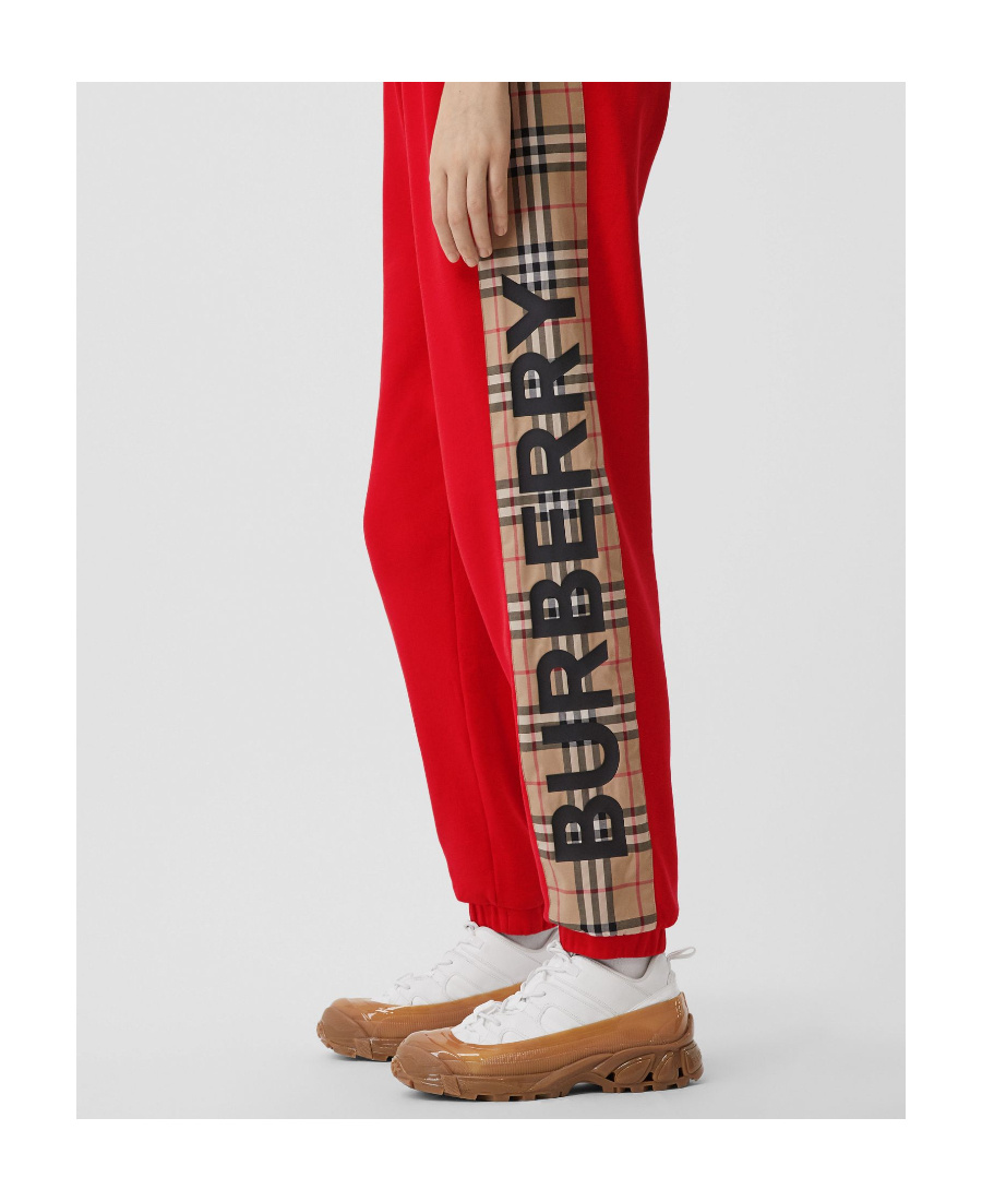 Shop Burberry Vintage Check Panel Track Pants In Red